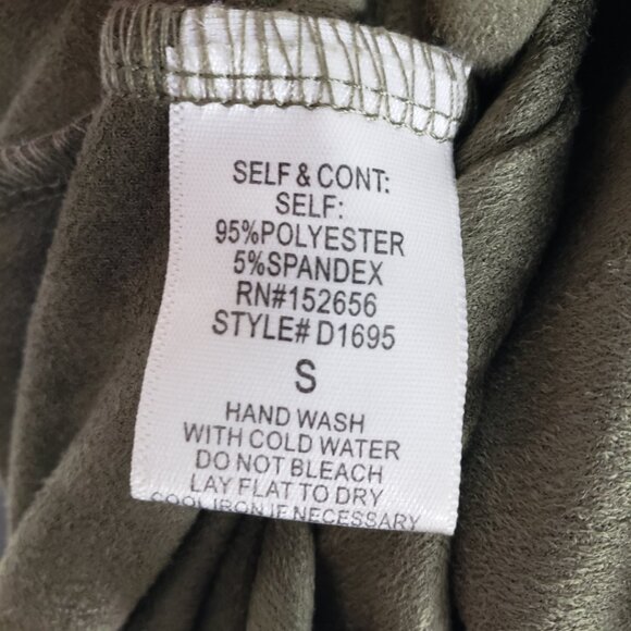 3/$25 Windsor Faux Suede Mini Sheath Dress S Long Sleeves V Neck Olive Green - Picture 10 of 10